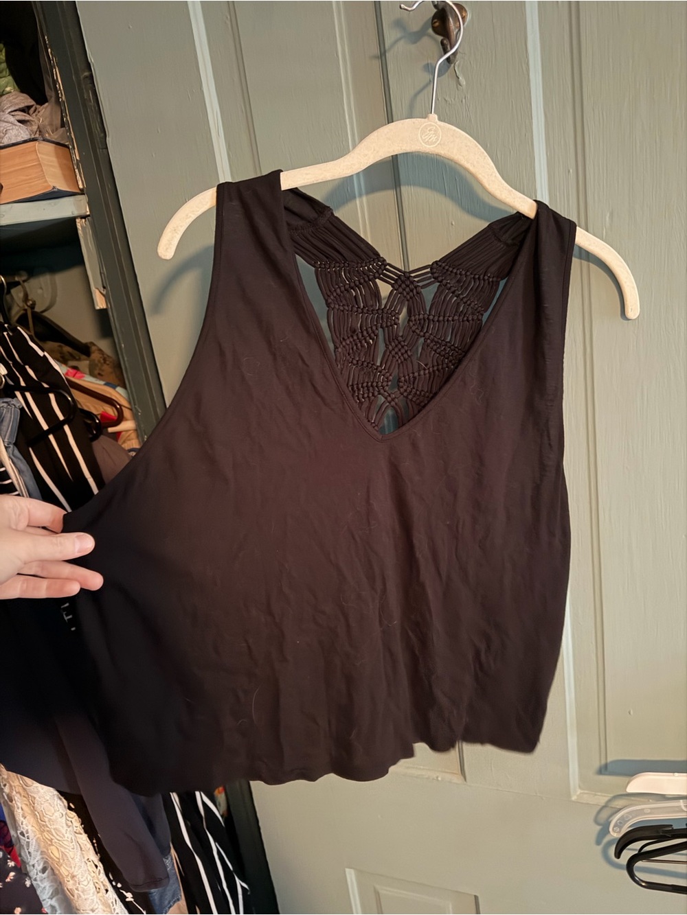 FP Movement by Free People Black Crochet-Back Tank